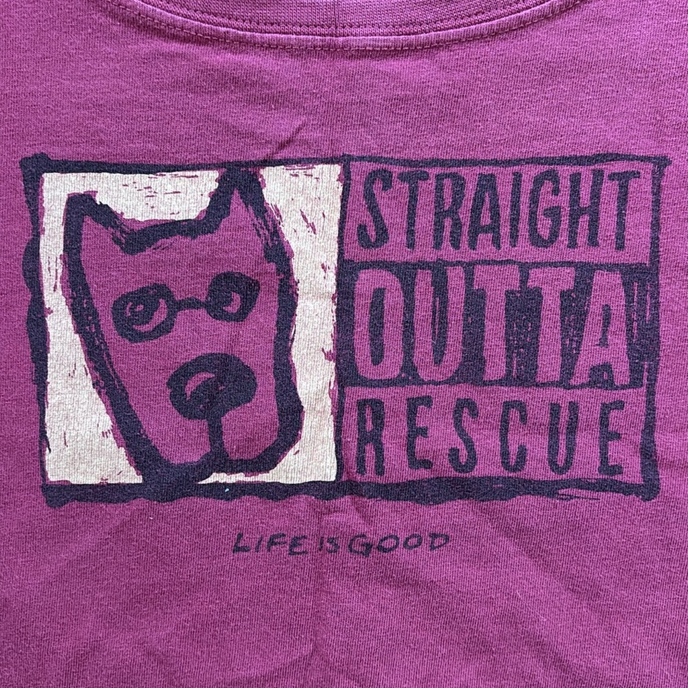 Life Is Good Straight Outta Rescue Women's Long Sleeve Pink Size XL - Picture 4 of 9